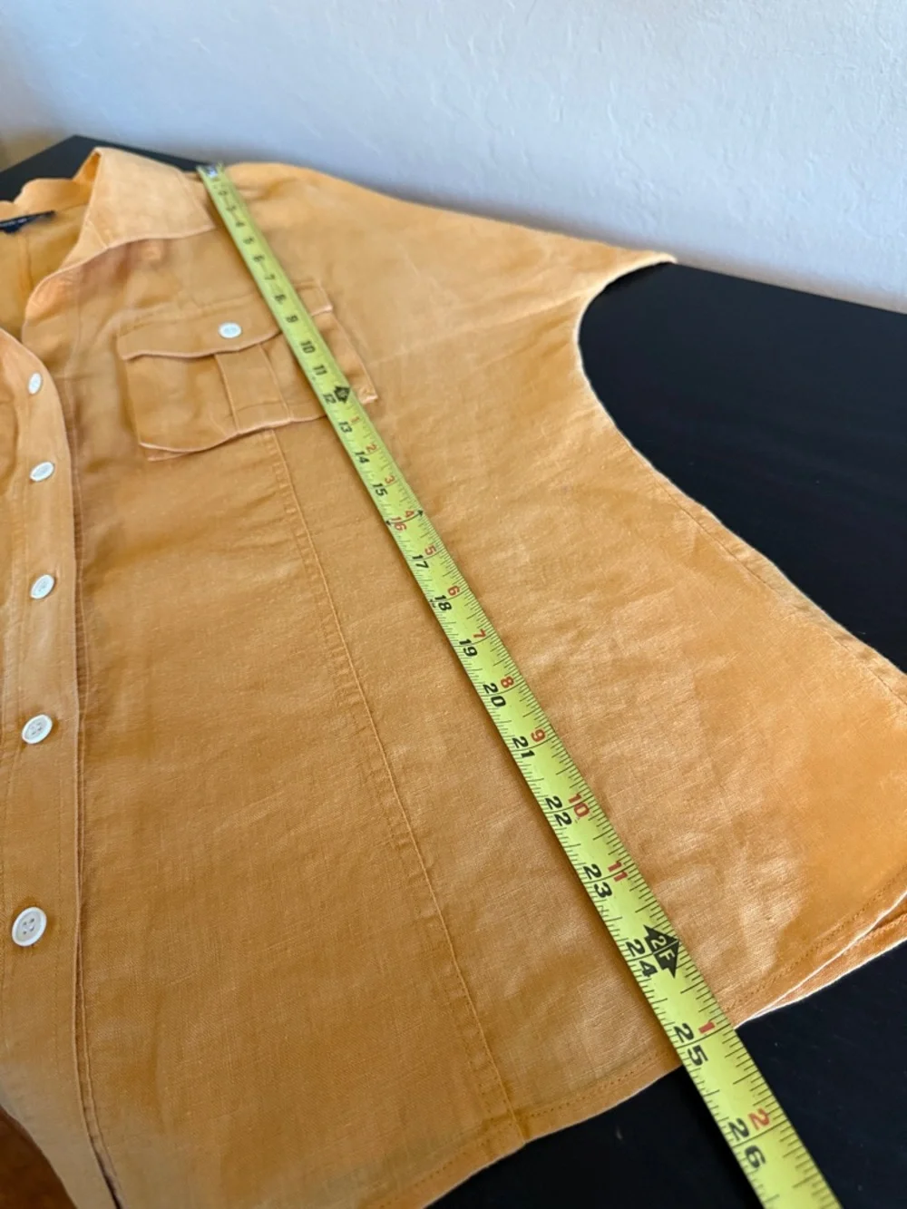 Lafayette 148 New York 100%Linen Button Front Shirt Orange Size 12 Relaxed Fit - Picture 13 of 17